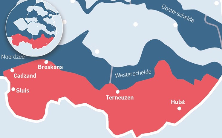 Kaart van Zeeuws-Vlaanderen