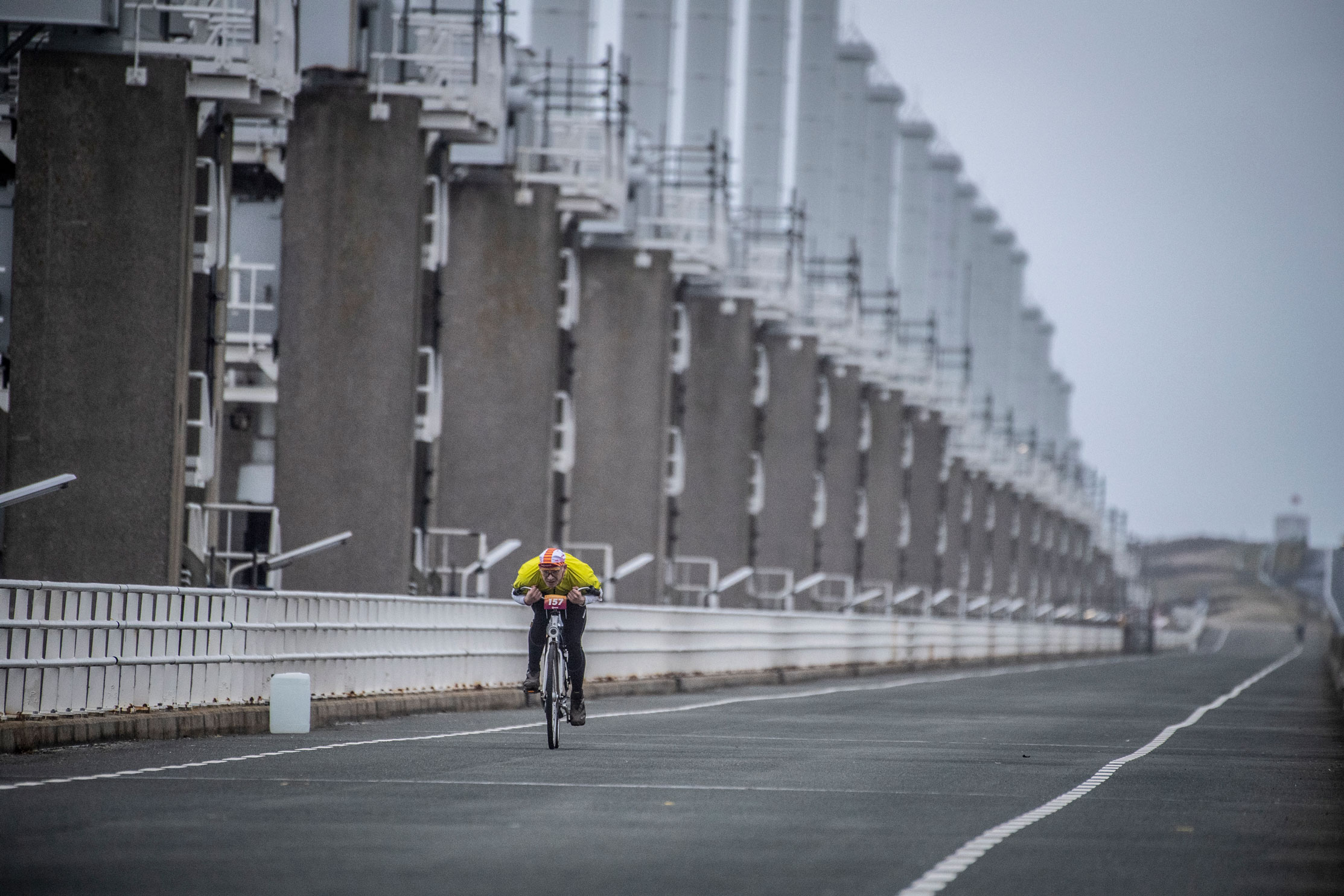 Cyclist during the Dutch National Headwind Cycling Championships