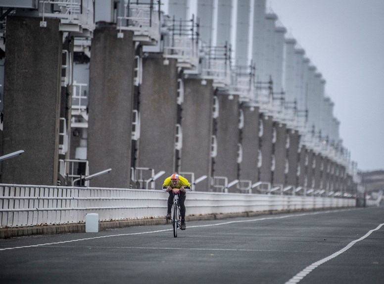 Cyclist during the Dutch National Headwind Cycling Championships