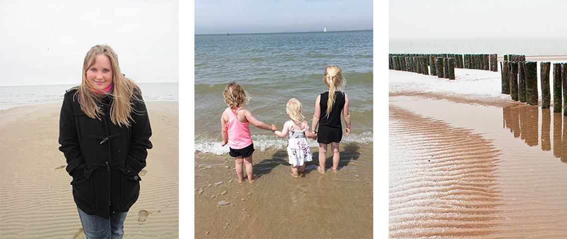 Drieluik foto's met strand