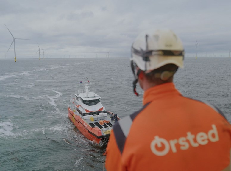 Man working for Ørsted at an offshore wind site in Zeeland